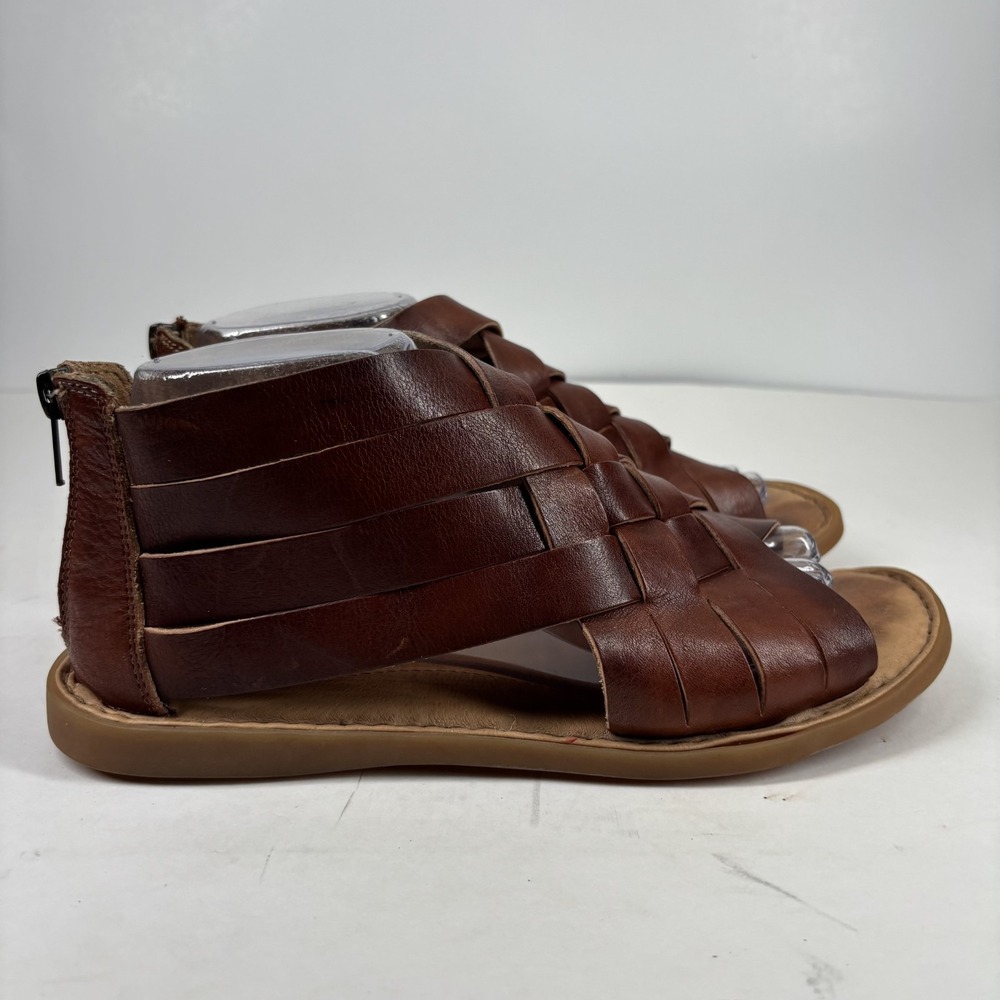 Born Iwa Women's US 9M Brown Leather Woven Gladiator Flat Zip Sandals BR0032992 - Picture 10 of 16